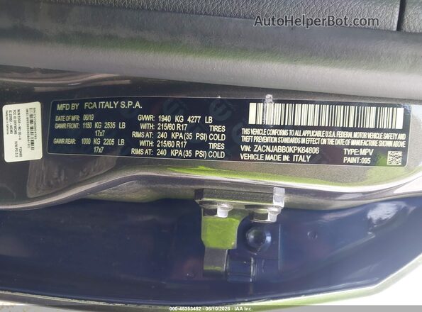 ZACNJABB0KPK64806 2019 JEEP RENEGADE Gray Vista del compartimento del motor
