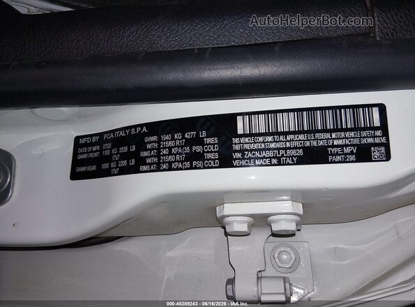 ZACNJABB7LPL89626 2020 JEEP RENEGADE White 