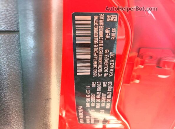 ZACNJABBXLPL51789 2020 JEEP RENEGADE Red Widok naklejki z numerem VIN