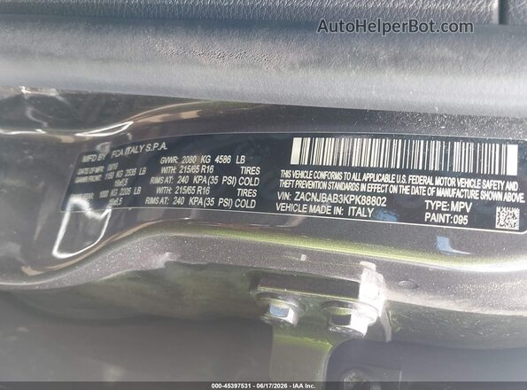 ZACNJBAB3KPK88802 2019 JEEP RENEGADE Gray Widok komory silnika