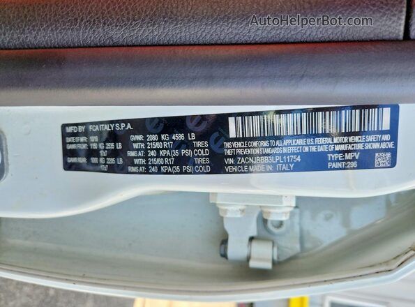 ZACNJBBB3LPL11754 2020 JEEP RENEGADE White Вид підкапотного простору