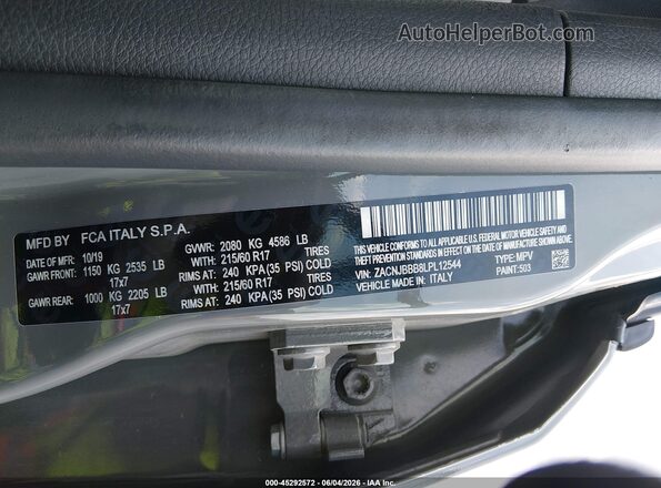 ZACNJBBB8LPL12544 2020 JEEP RENEGADE Серый Вид подкапотного пространства