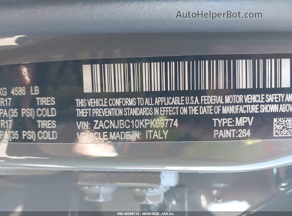 ZACNJBC10KPK69774 2019 JEEP RENEGADE Gray Вид підкапотного простору