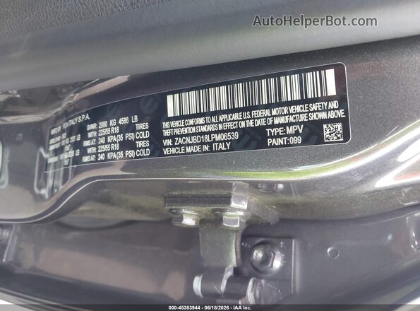 ZACNJBD18LPM06539 2020 JEEP RENEGADE Gray Vista del compartimento del motor