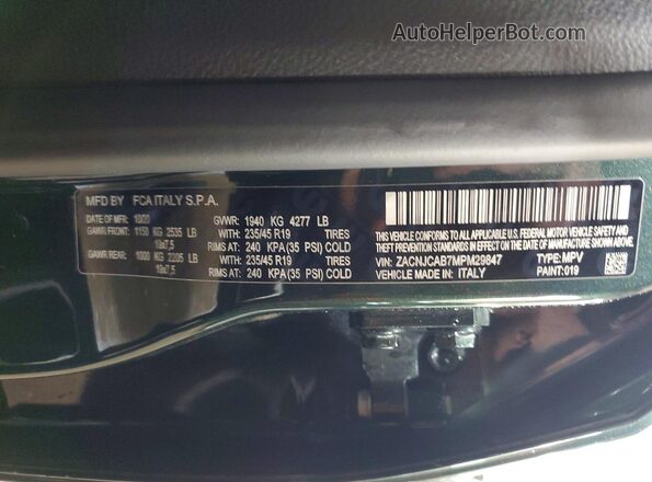 ZACNJCAB7MPM29847 2021 JEEP RENEGADE Зеленый Вид подкапотного пространства