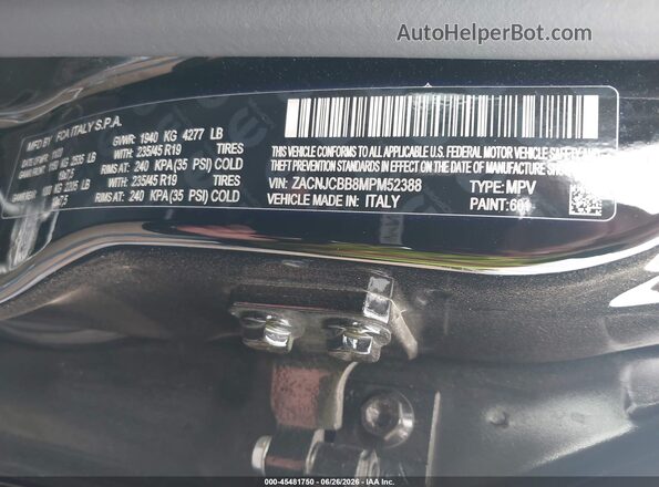 ZACNJCBB8MPM52388 2021 JEEP RENEGADE Black Engine compartment view