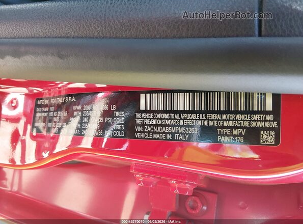ZACNJDAB5MPM53263 2021 JEEP RENEGADE Red Engine compartment view