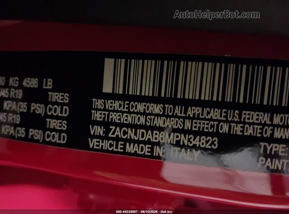 ZACNJDAB6MPN34823 2021 JEEP RENEGADE Red Շարժիչի բաժամունքի տեսք