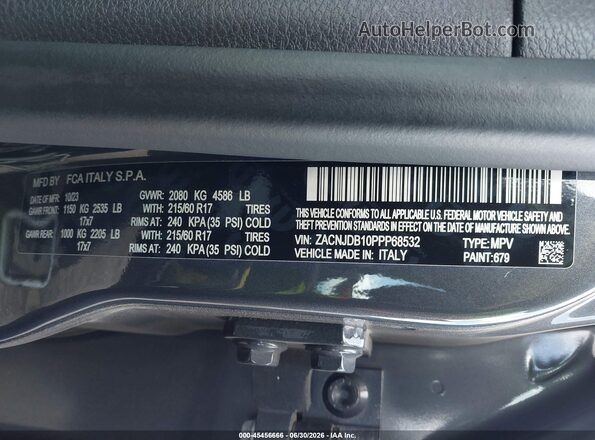 ZACNJDB10PPP68532 2023 JEEP RENEGADE Black ძრავის განყოფილების ხედი
