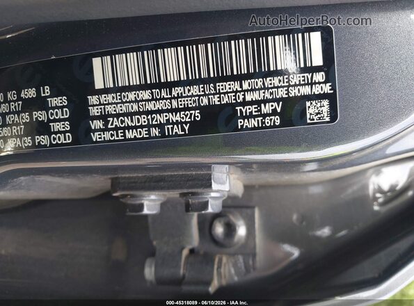 ZACNJDB12NPN45275 2022 JEEP RENEGADE Gray Engine compartment view