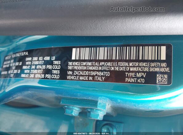 ZACNJDB15NPN84703 2022 JEEP RENEGADE Синий Вид подкапотного пространства