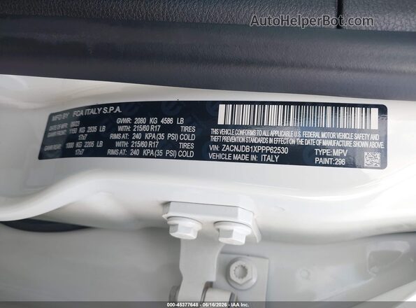 ZACNJDB1XPPP62530 2023 JEEP RENEGADE White 