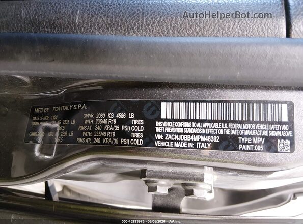 ZACNJDBB4MPM48392 2021 JEEP RENEGADE Gray Շարժիչի բաժամունքի տեսք