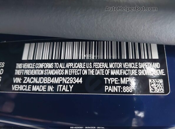 ZACNJDBB4MPN29344 2021 JEEP RENEGADE Blue Вид підкапотного простору