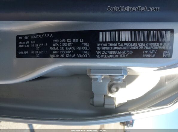ZACNJDBB6MPM67526 2021 JEEP RENEGADE Silver ძრავის განყოფილების ხედი