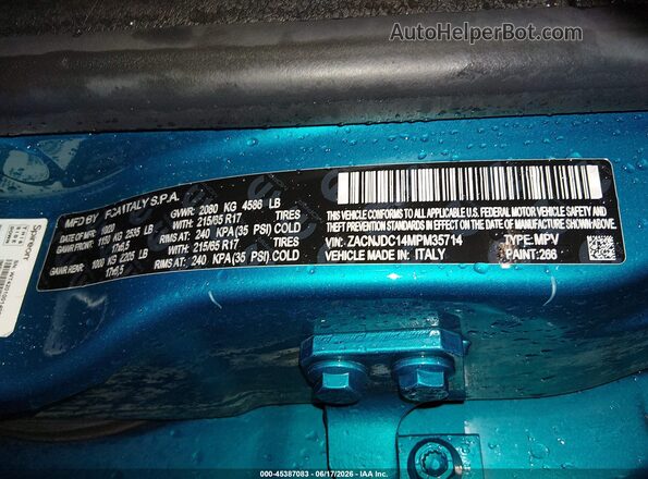 ZACNJDC14MPM35714 2021 JEEP RENEGADE Teal Widok komory silnika