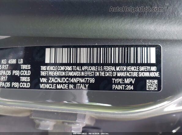 ZACNJDC14NPN47799 2022 JEEP RENEGADE Gray Engine compartment view