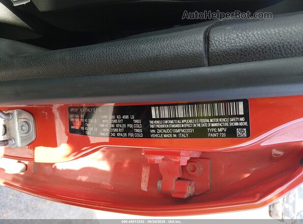 ZACNJDC1XMPM22031 2021 JEEP RENEGADE Orange ძრავის განყოფილების ხედი