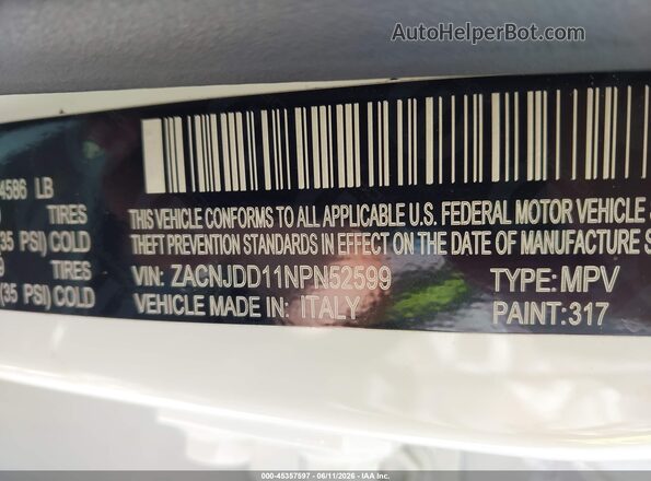 ZACNJDD11NPN52599 2022 JEEP RENEGADE Белый Вид подкапотного пространства