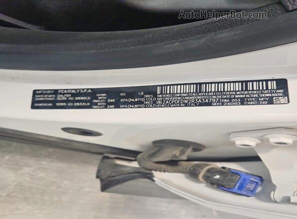 ZACPDFDW2R3A34797 2024 DODGE OTHER White Widok naklejki z numerem VIN