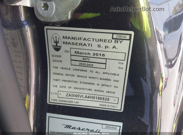 ZAM45VLA4H0186525 2017 MASERATI GRANTURISM Gray Engine compartment view