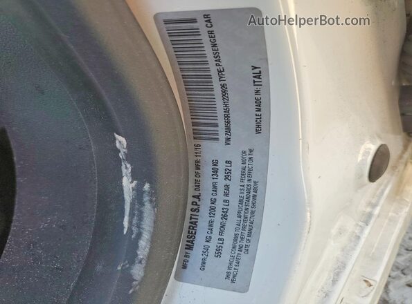 ZAM56RRA5H1229926 2017 MASERATI QUATTROPOR White Vista de la etiqueta del VIN