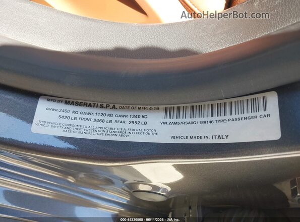 ZAM57RSA0G1189146 2016 MASERATI GHIBLI Gray Engine compartment view