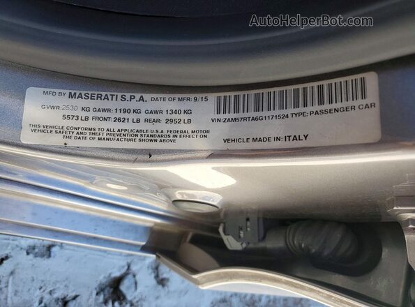 ZAM57RTA6G1171524 2016 MASERATI GHIBLI Gray ძრავის განყოფილების ხედი