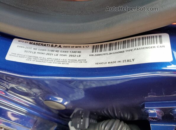 ZAM57RTL0H1240968 2017 MASERATI GHIBLI Blue Engine compartment view