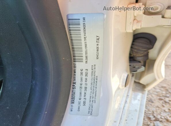 ZAM57XSS5J1290879 2018 MASERATI GHIBLI White Շարժիչի բաժամունքի տեսք