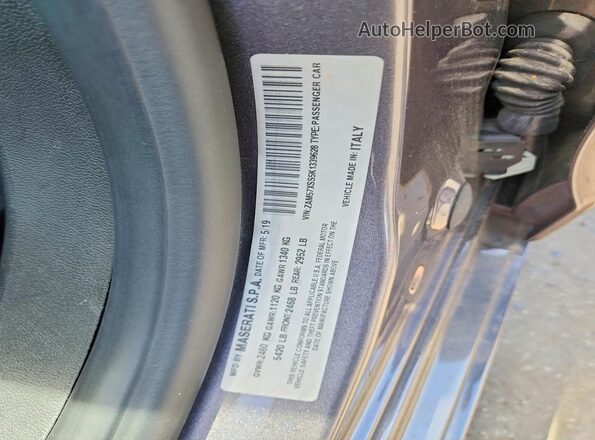 ZAM57XSS5K1339628 2019 MASERATI GHIBLI Gray Շարժիչի բաժամունքի տեսք