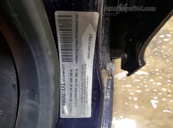 ZAM57YTA8J1278656 2018 MASERATI GHIBLI Blue Vista de la etiqueta del VIN