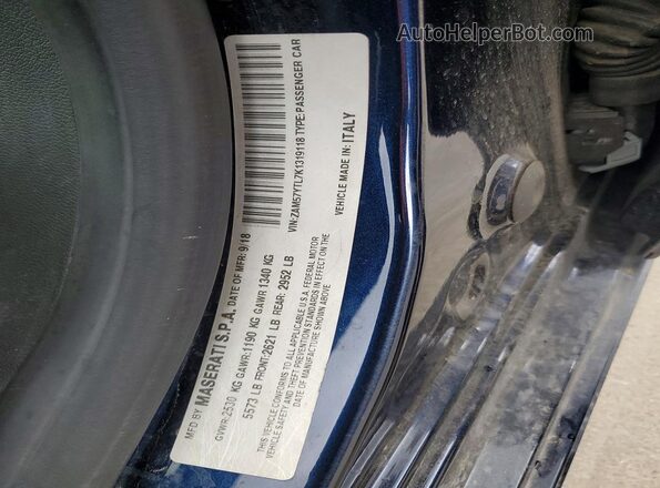 ZAM57YTL7K1319118 2019 MASERATI GHIBLI Blue Engine compartment view