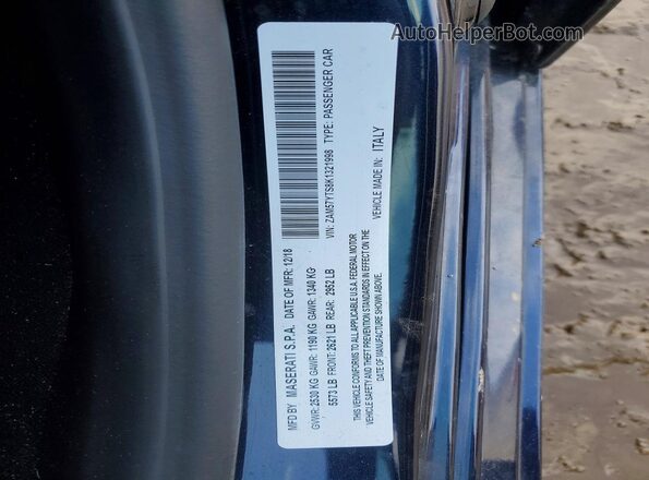ZAM57YTS8K1321998 2019 MASERATI GHIBLI Blue Engine compartment view