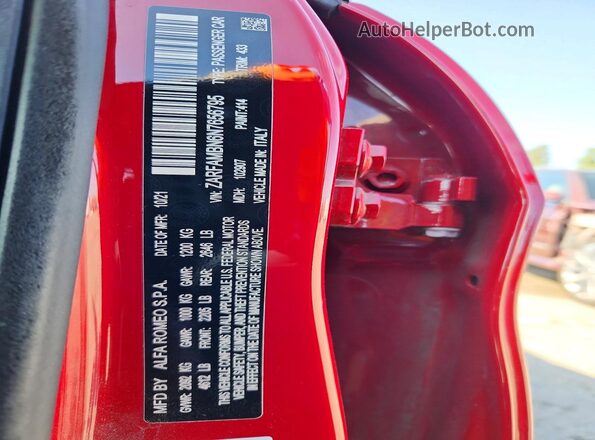 ZARFAMBN6N7656795 2022 ALFA ROMEO GIULIA Красный 