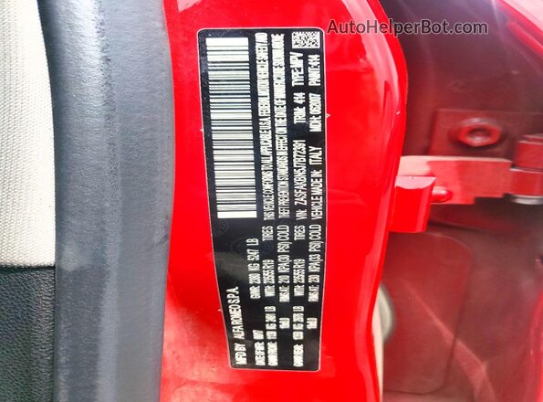 ZASFAKBN5J7B72391 2018 ALFA ROMEO STELVIO Красный Вид наклейки с VIN-кодом