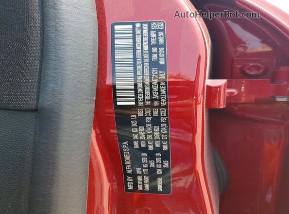 ZASFAKEV4J7C11211 2018 ALFA ROMEO STELVIO Burgundy Вид наклейки з VIN-кодом