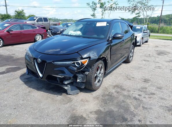 ZASFAKPN1J7B91075 2018 ALFA ROMEO STELVIO Black Առջևի ձախ երեք քառորդ տեսարան