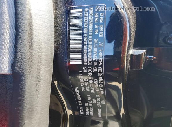 ZASPAJAN1K7C71002 2019 ALFA ROMEO STELVIO Black VIN კოდის სტიკერის ხედი