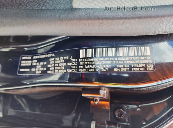 ZASPAJAN4L7C90922 2020 ALFA ROMEO STELVIO Black Vista interior de 360 grados