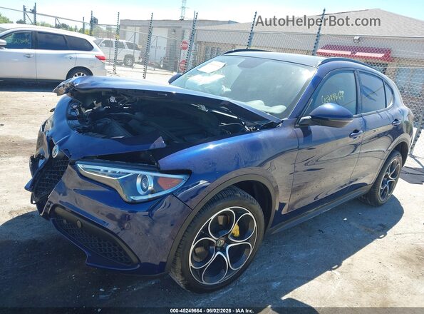 ZASPAKBN2K7C52821 2019 ALFA ROMEO STELVIO Blue წინა მარცხენა ხედი სამი მეოთხედიდან