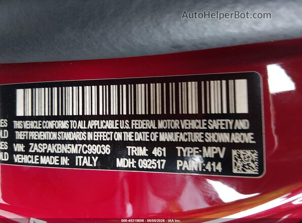ZASPAKBN5M7C99036 2021 ALFA ROMEO STELVIO Red Engine compartment view