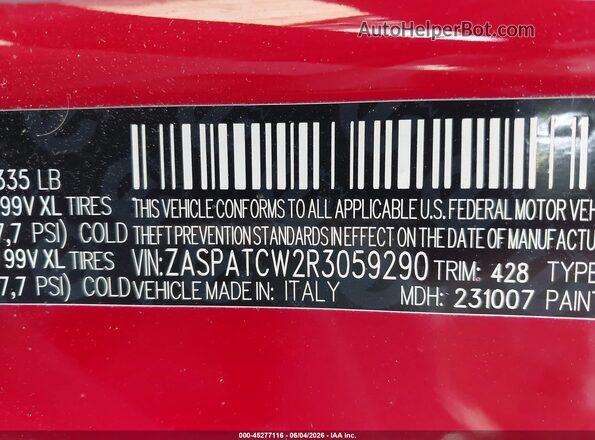 ZASPATCW2R3059290 2024 ALFA ROMEO OTHER Red Շարժիչի բաժամունքի տեսք