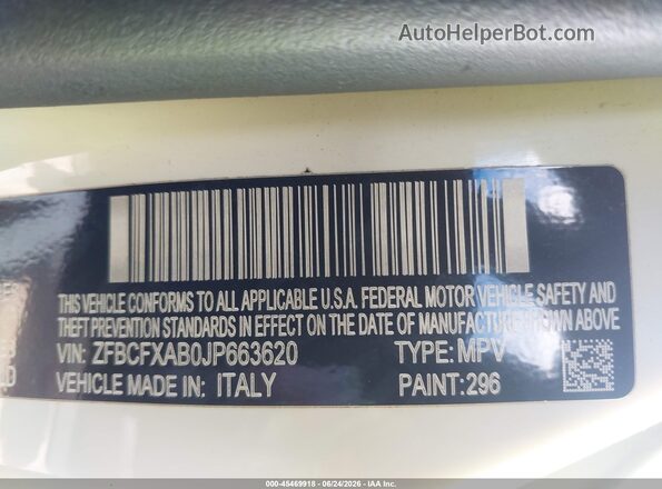 ZFBCFXAB0JP663620 2018 FIAT 500X White Շարժիչի բաժամունքի տեսք