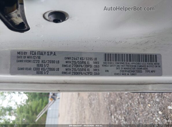 ZFBERFAB3H6F20805 2017 RAM PROMASTER CITY Белый Вид подкапотного пространства
