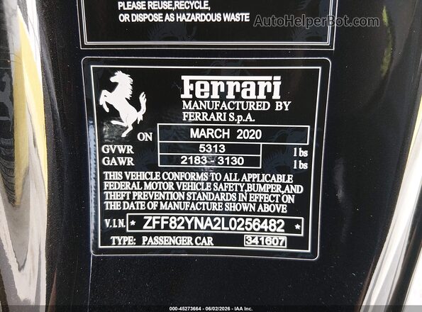 ZFF82YNA2L0256482 2020 FERRARI GTC4 Черный Вид подкапотного пространства