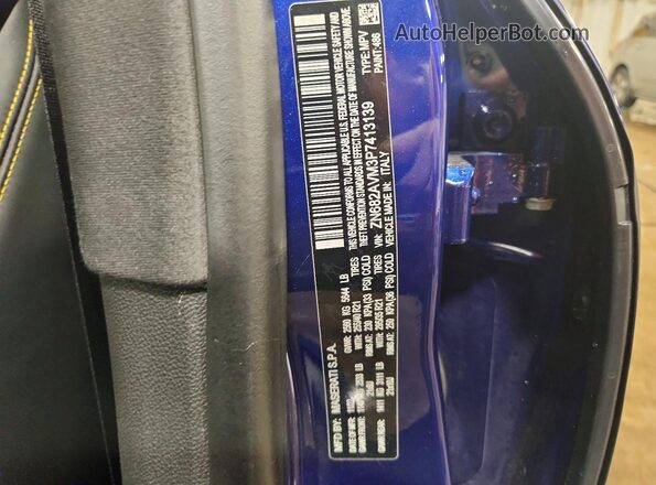 ZN682AVM3P7413139 2023 MASERATI GRECALE Blue Вид наклейки з VIN-кодом