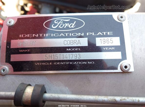 0000005H15T141793 1970 FORD COBRA Красный Вид подкапотного пространства