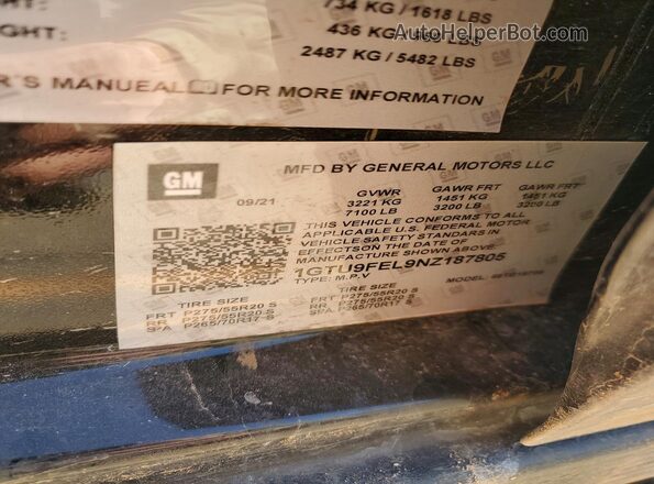 0K0748814336 2022 GMC SIERRA Black Vista del compartimento del motor