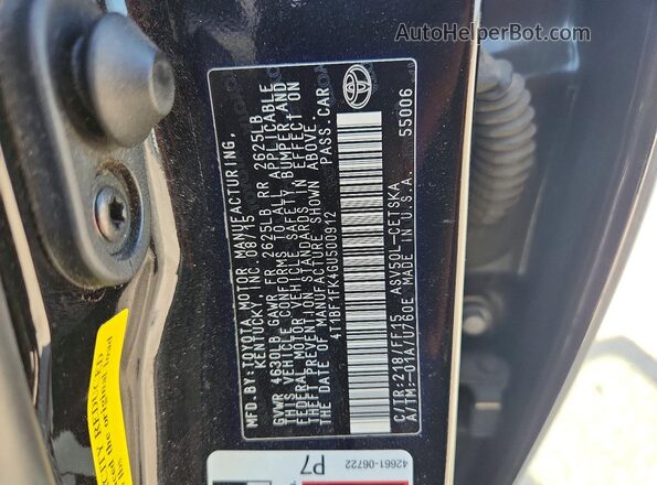 4T1BF1FK4GU500912 2016 TOYOTA CAMRY Black VIN կոդի պիտակի տեսք